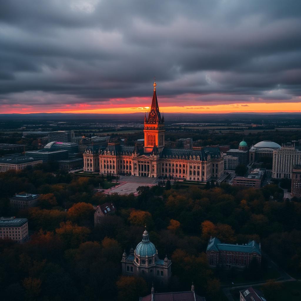 Canadian parliament at golden hour